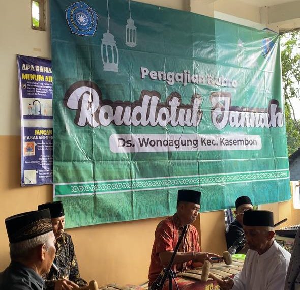 Mahasiswa KKN-T dan Jamaah Raudlotul Jannah Gelar Pengajian Kubro di Desa Wonoagung